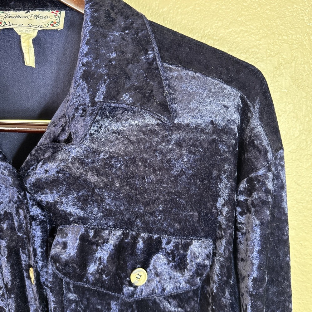 Vintage 90s Jonathan Martin Mo Velvet Button Up Top Womens Small‎ - Picture 3 of 5